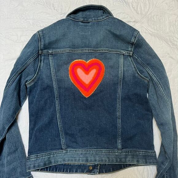 Crewcuts Heart Patch Denim Jean Jacket Size 10 - Picture 3 of 5
